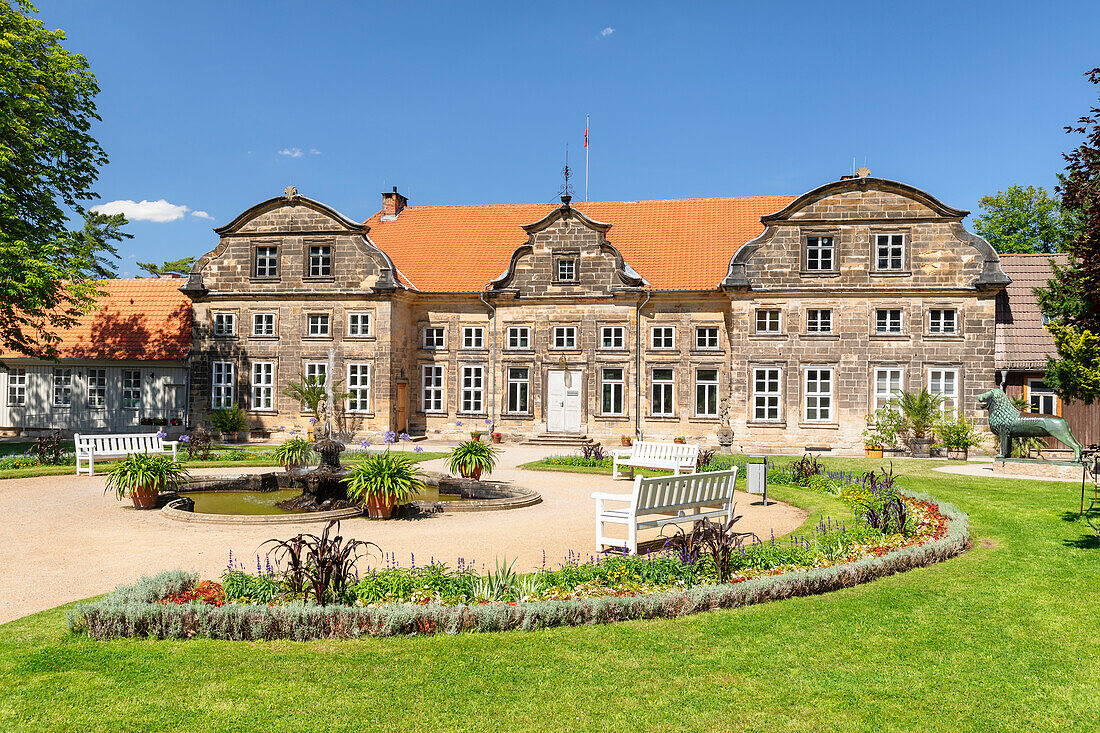 Small castle with terraced gardens, Blankenburg, Harz, Saxony-Anhalt, Germany, Europe