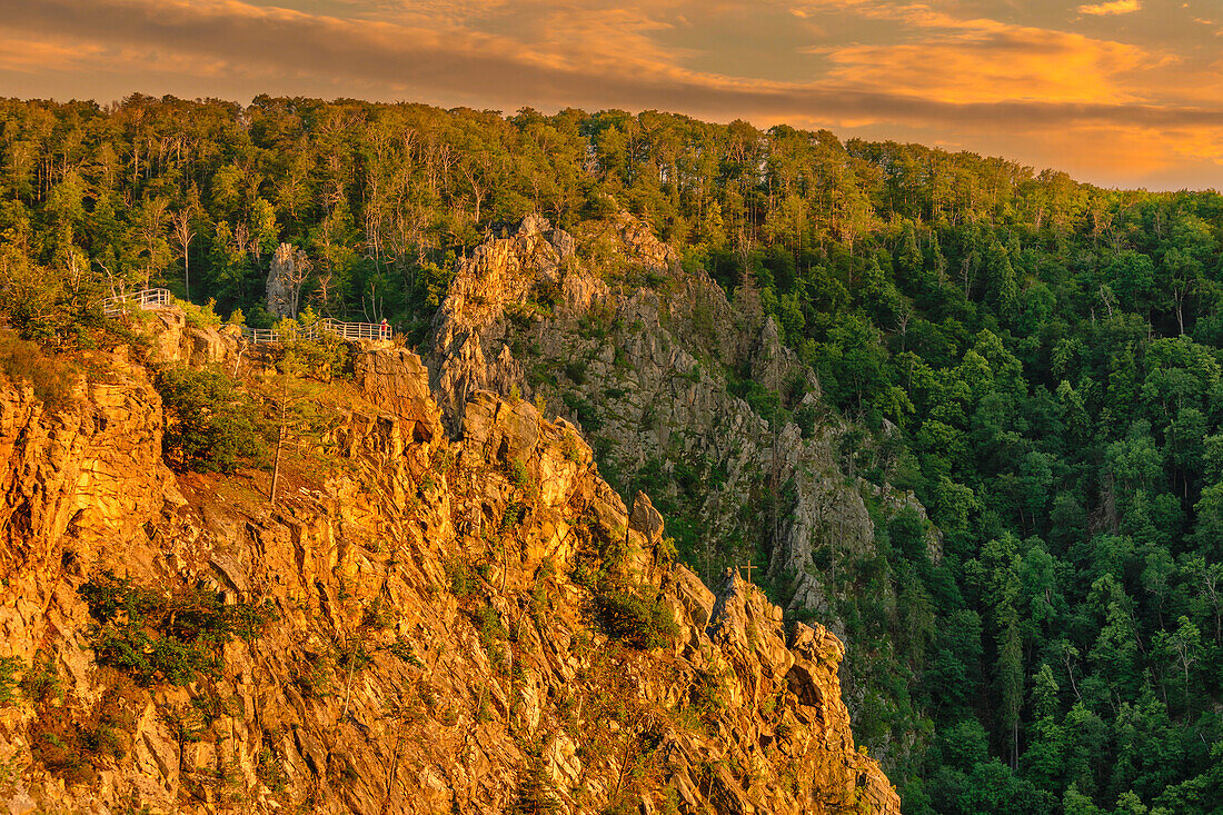 Aussichtsplattform auf der Rosstrappe, Bodetal, Tahle, Harz, Sachsen-Anhalt, Deutschland, Europa