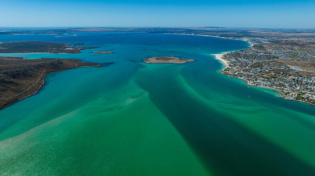 Aerial of the Langebaan Lagoon Marine Protected Area, West Coast National Park, Western Cape Province, South Africa, Africa