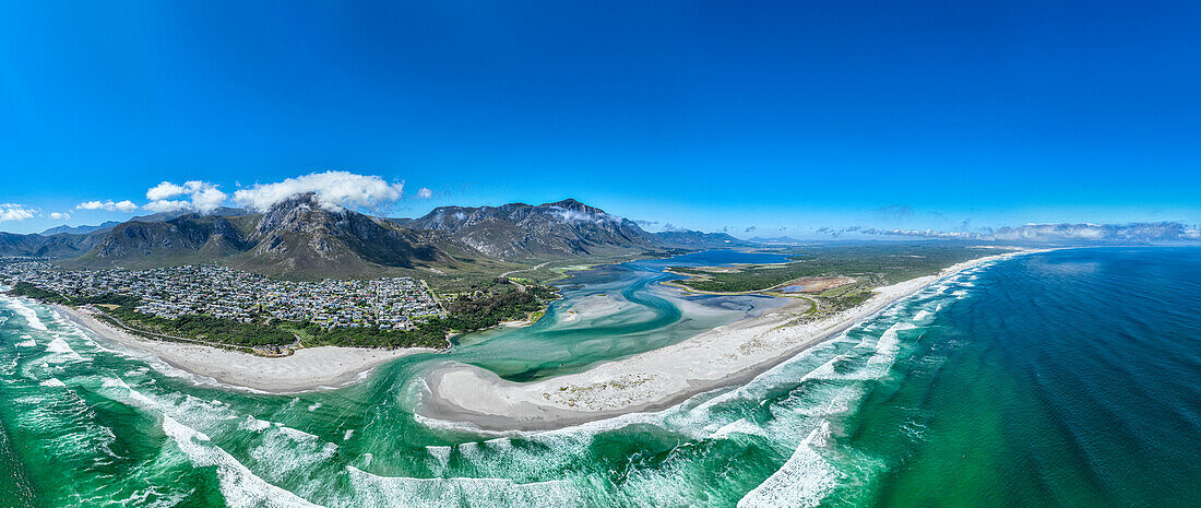 Panorama of the Klein River Lagoon, Hermanus, Western Cape Province, South Africa, Africa