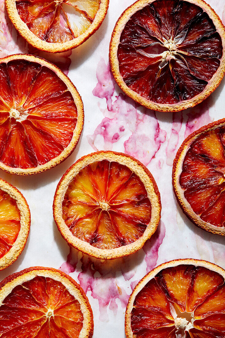 Close-up of dried blood orange slices