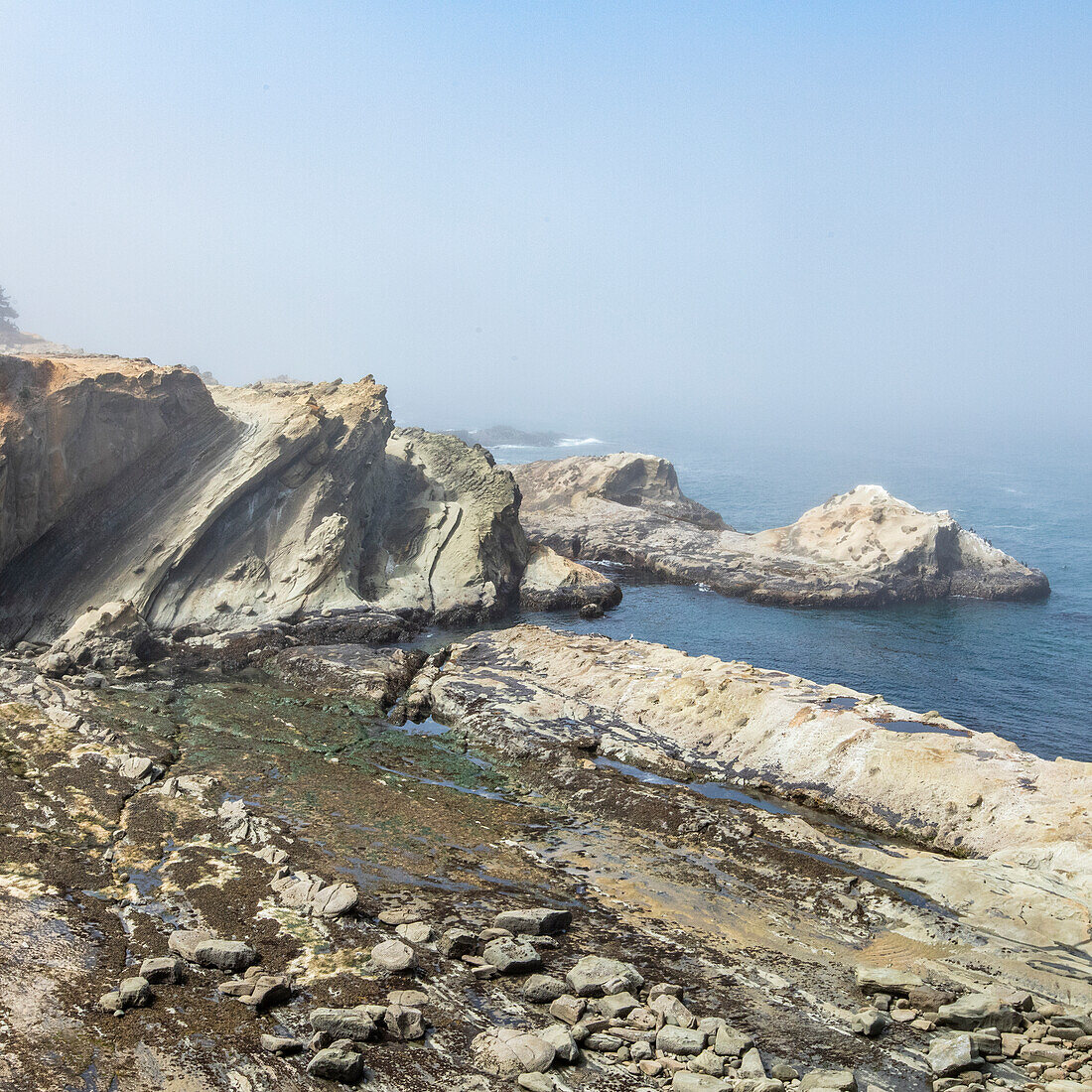 USA, Oregon, Coos Bay, Landscape with rock formations along coast