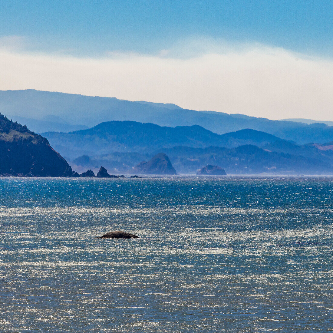 USA, Oregon, Bandon, Coastal landscape with rippled sea 