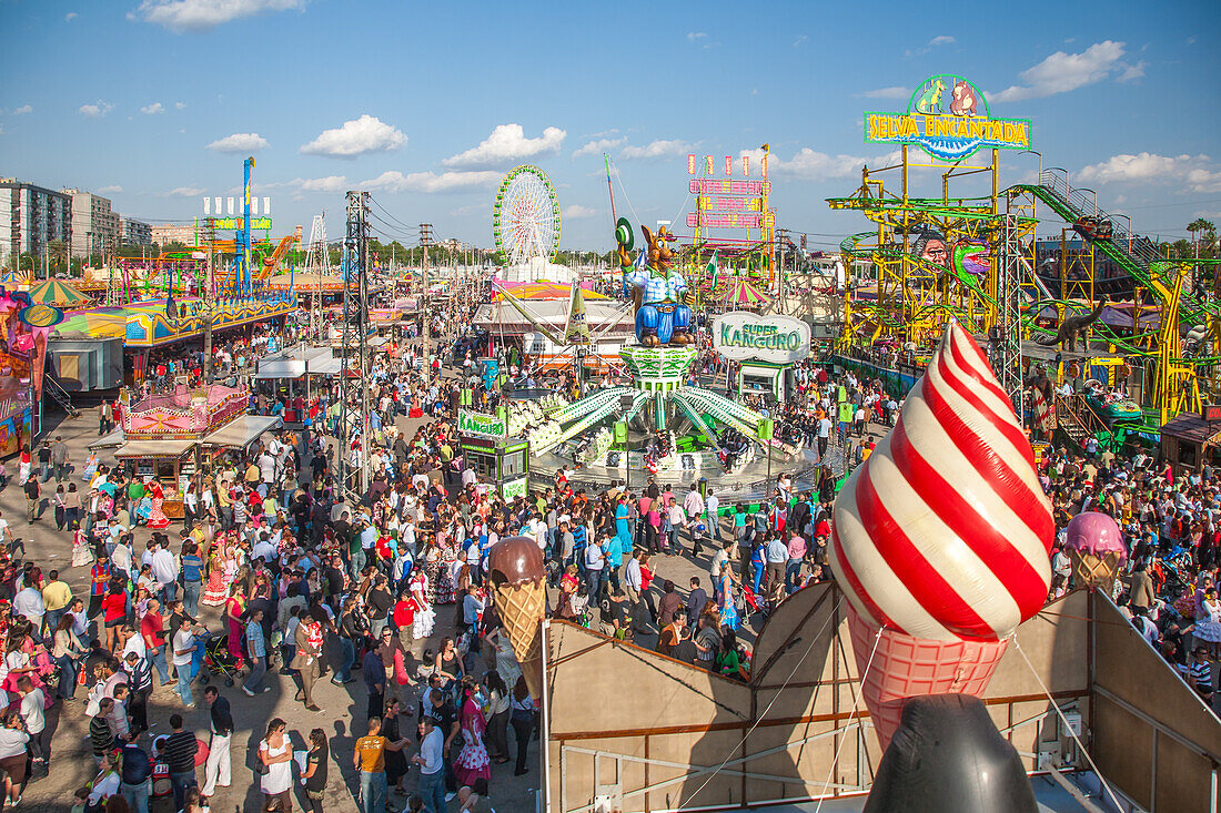 Bustling April Fair in Sevilla, Daytime Aerial View