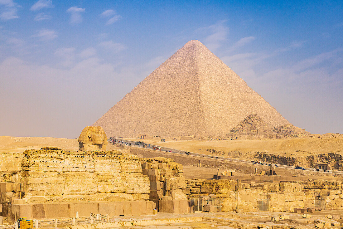 Giza, Cairo, Egypt. The Great Pyramid at Giza, also known as the Pyramid of Khufu.