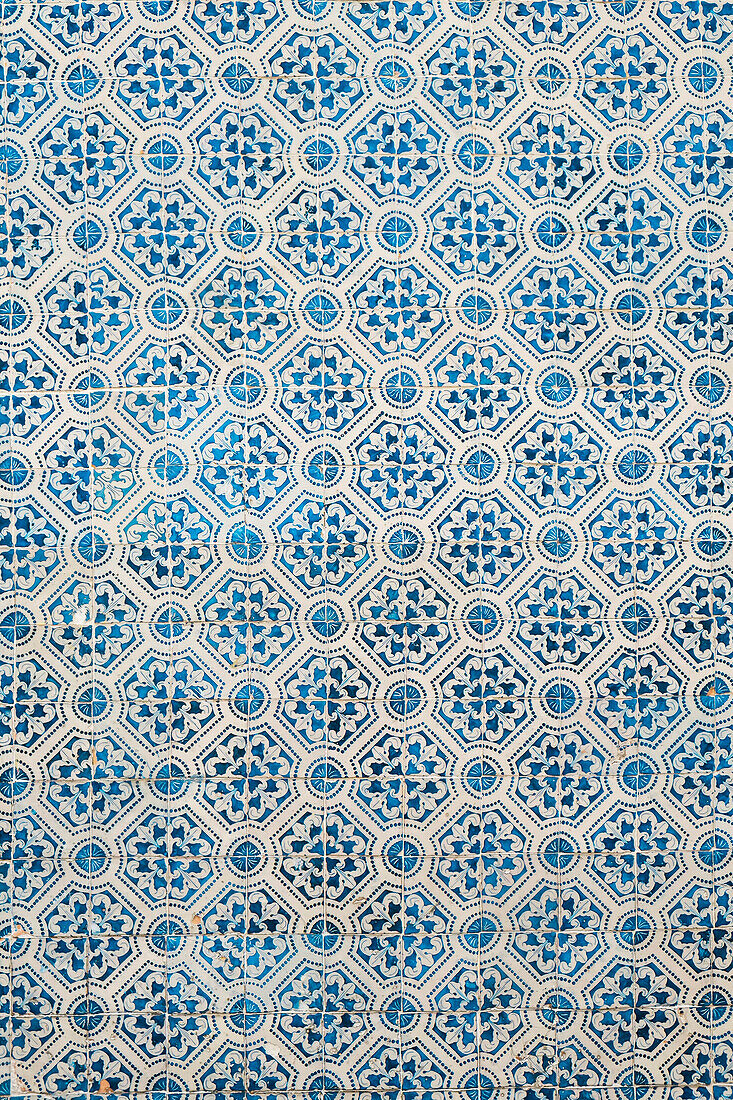 Lisbon, Portugal. Beautiful blue Portuguese tiles, azulejo.
