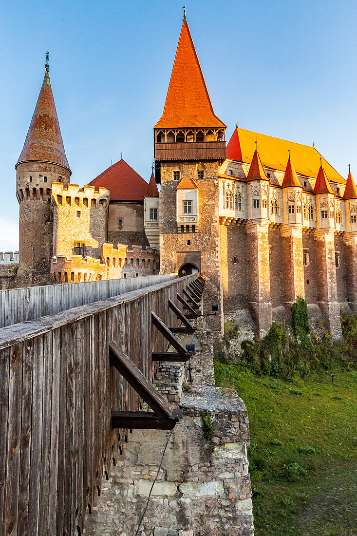 Romania, Hunedoara. Corvin Castle, Gothic-Renaissance castle, one of the largest castles in Europe.