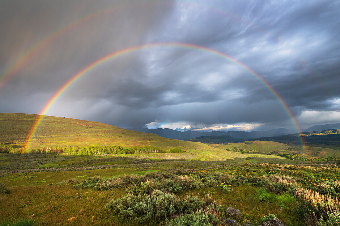 Rainbow over Methow Valley, North Cascades, Washington State