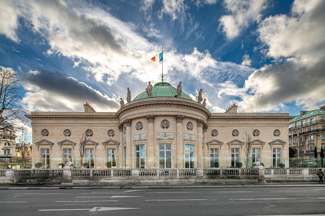 The historical Hotel de Salm in Paris, now the Palace of the Legion of Honor, stands proudly by the Seine.