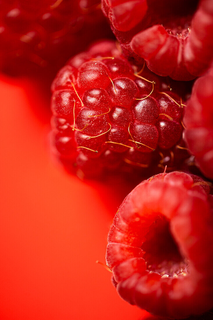Closeup of delicious fresh sweet ripe red raspberry