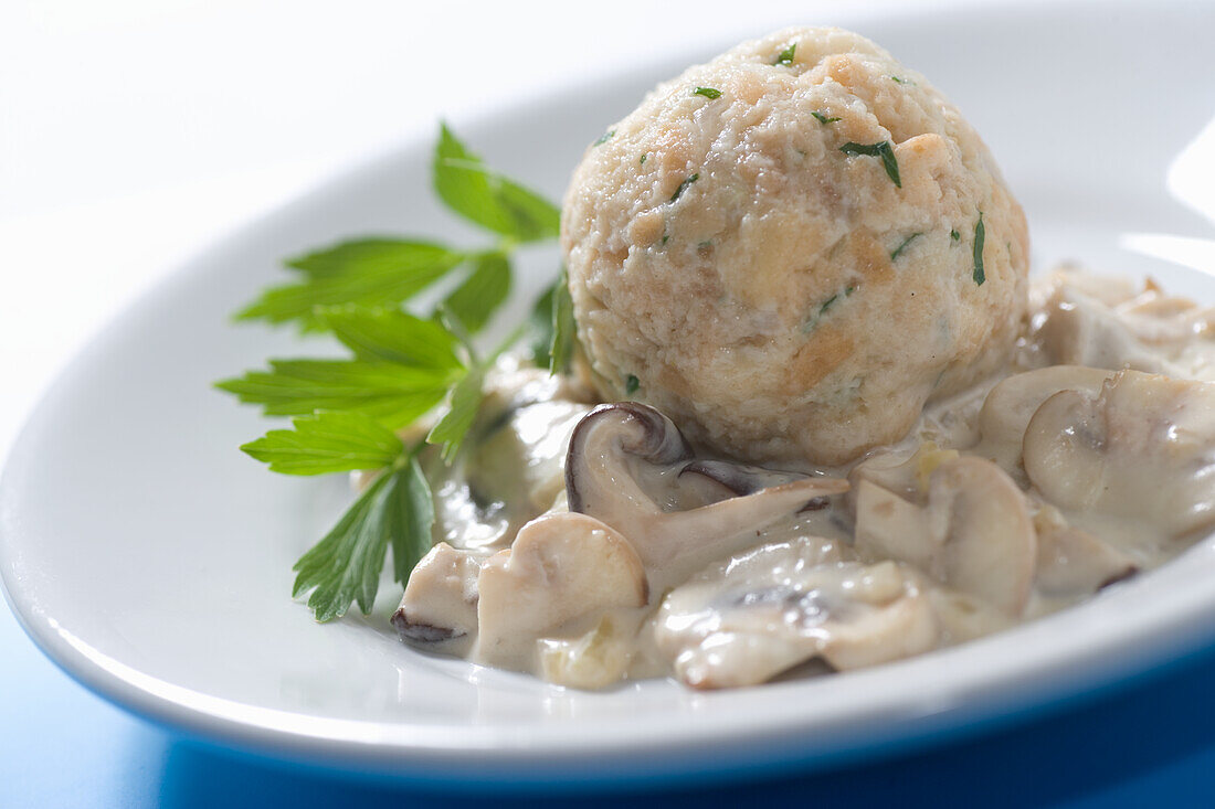 Semmelknödel mit Rahmpilzen