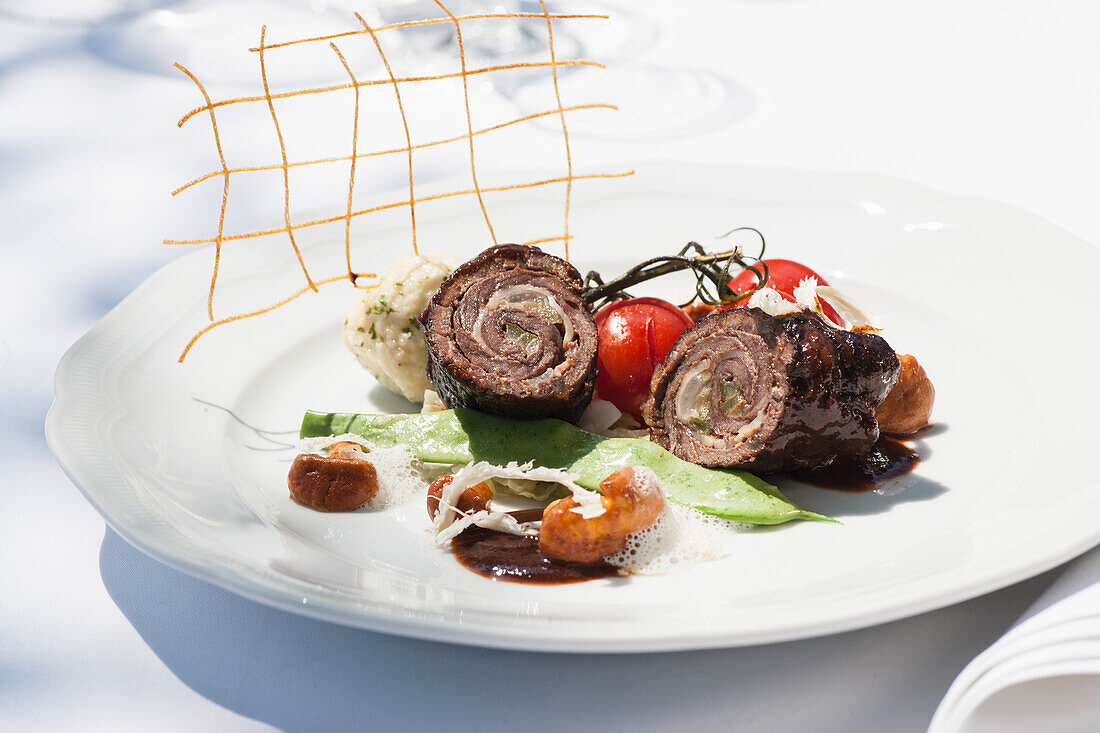 Sorbian-style beef roulade with potato dumplings