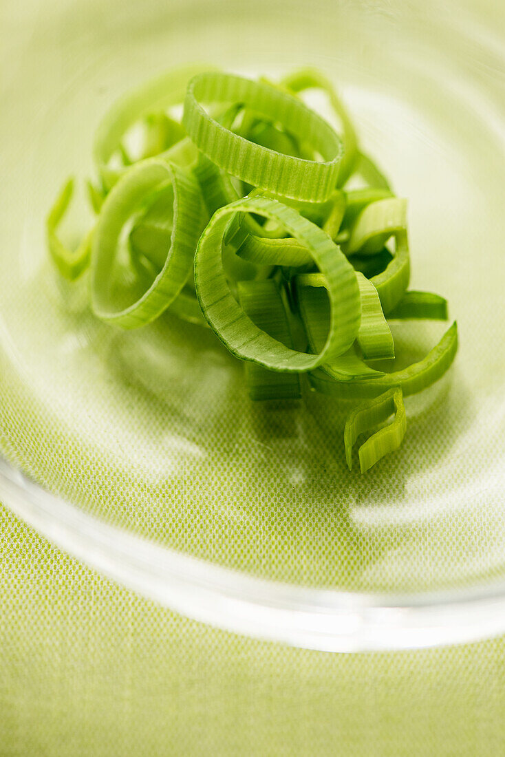 Leek rings on plate