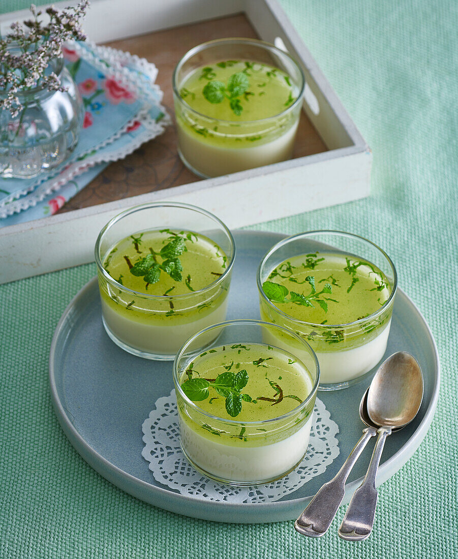 Yoghurt and mint panna cotta