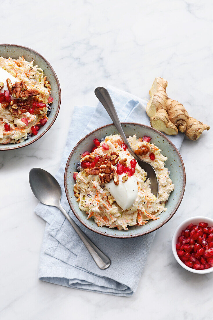 Bircher muesli with ginger and pomegranate