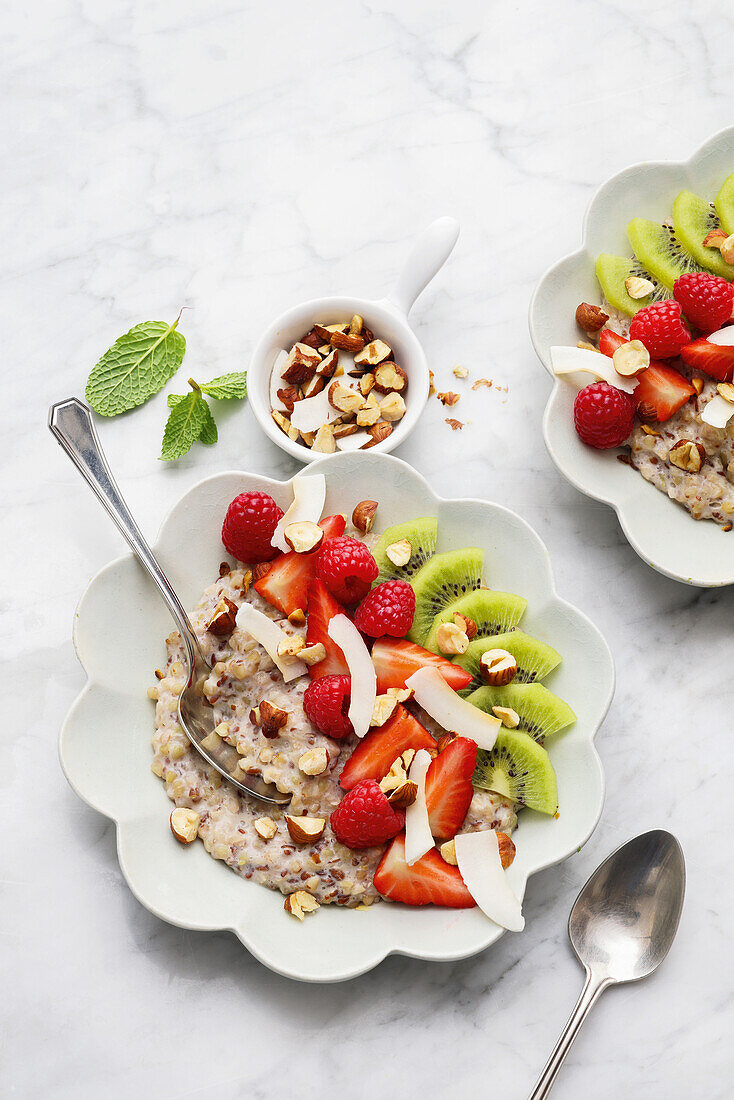 Bircher muesli with fresh fruit and nuts