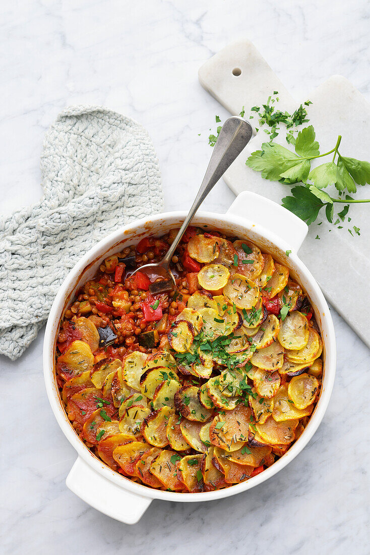 Provenzalisches Ofen-Ratatouille mit Zucchini und Auberginen