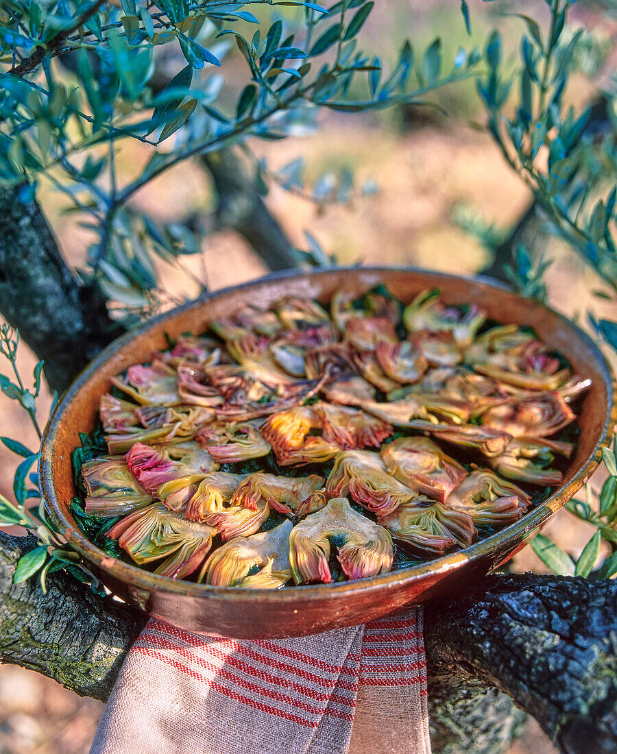 Artichoke tian with spinach