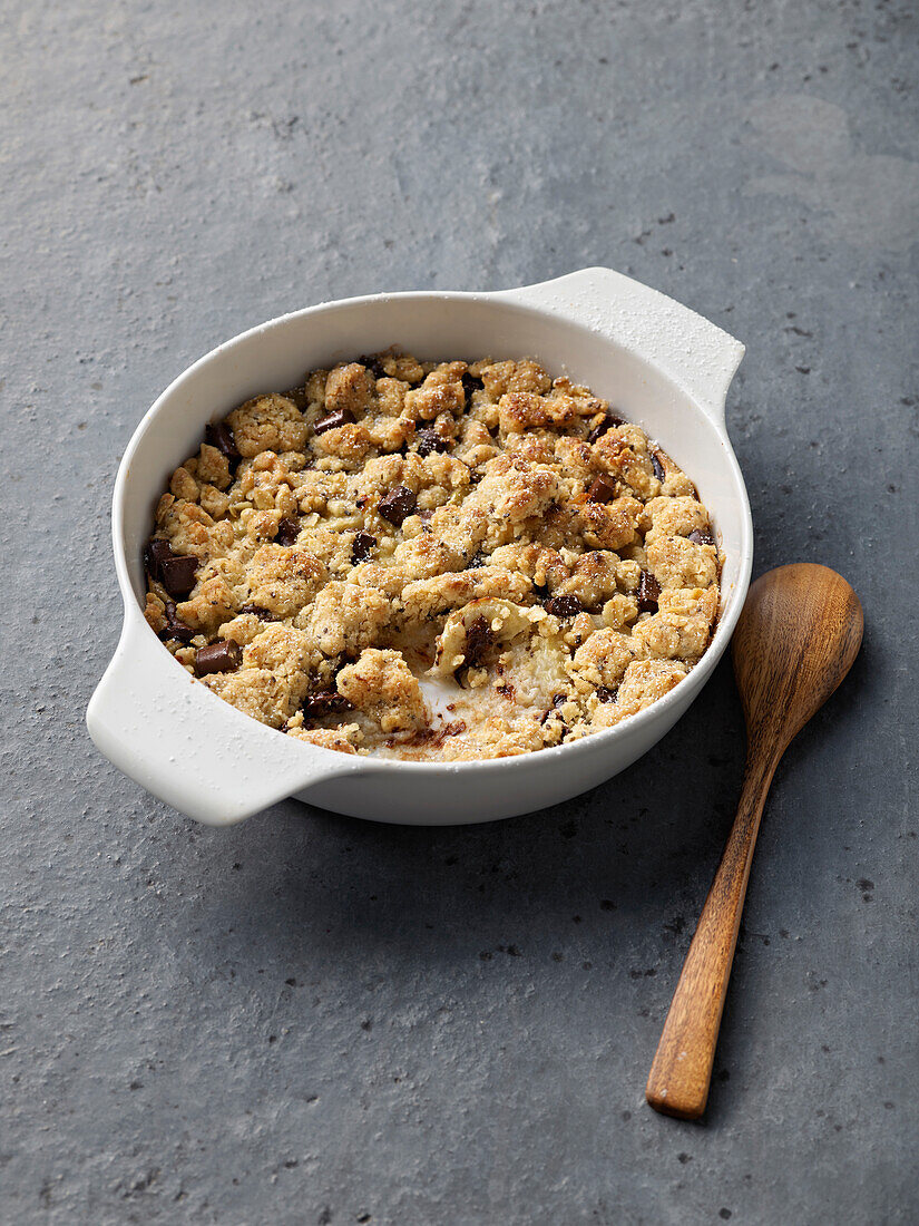 Apple crumble from the oven