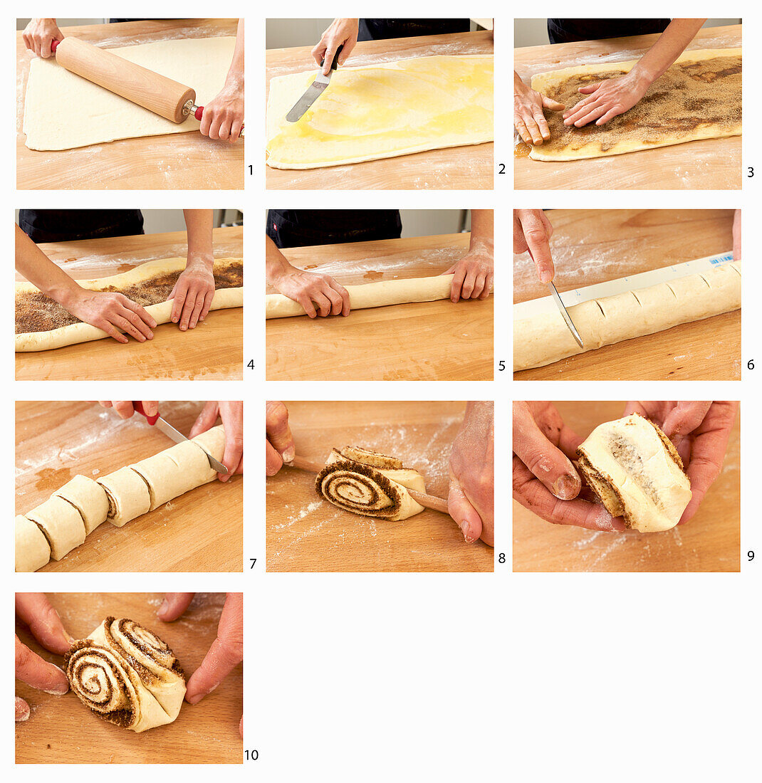 Preparation of Franzbrötchen step by step