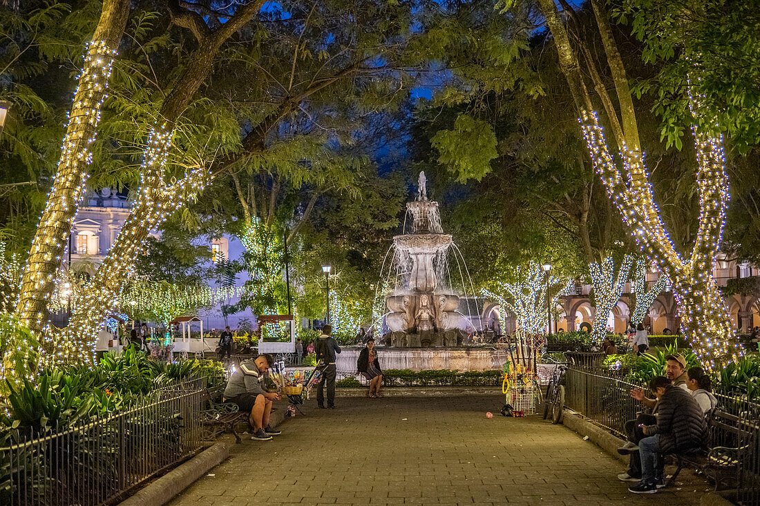 Antigua Guatemala Central Park at Christmas time