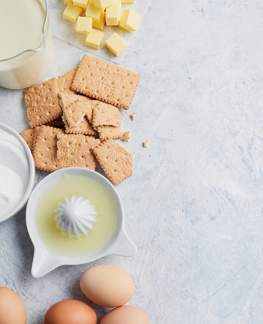 Ingredients for passion fruit quark cheesecake