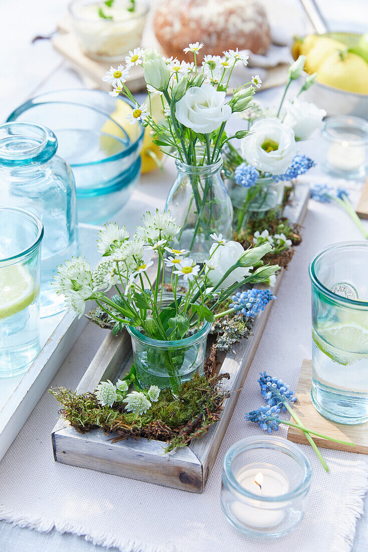 Spring table decoration with flowers