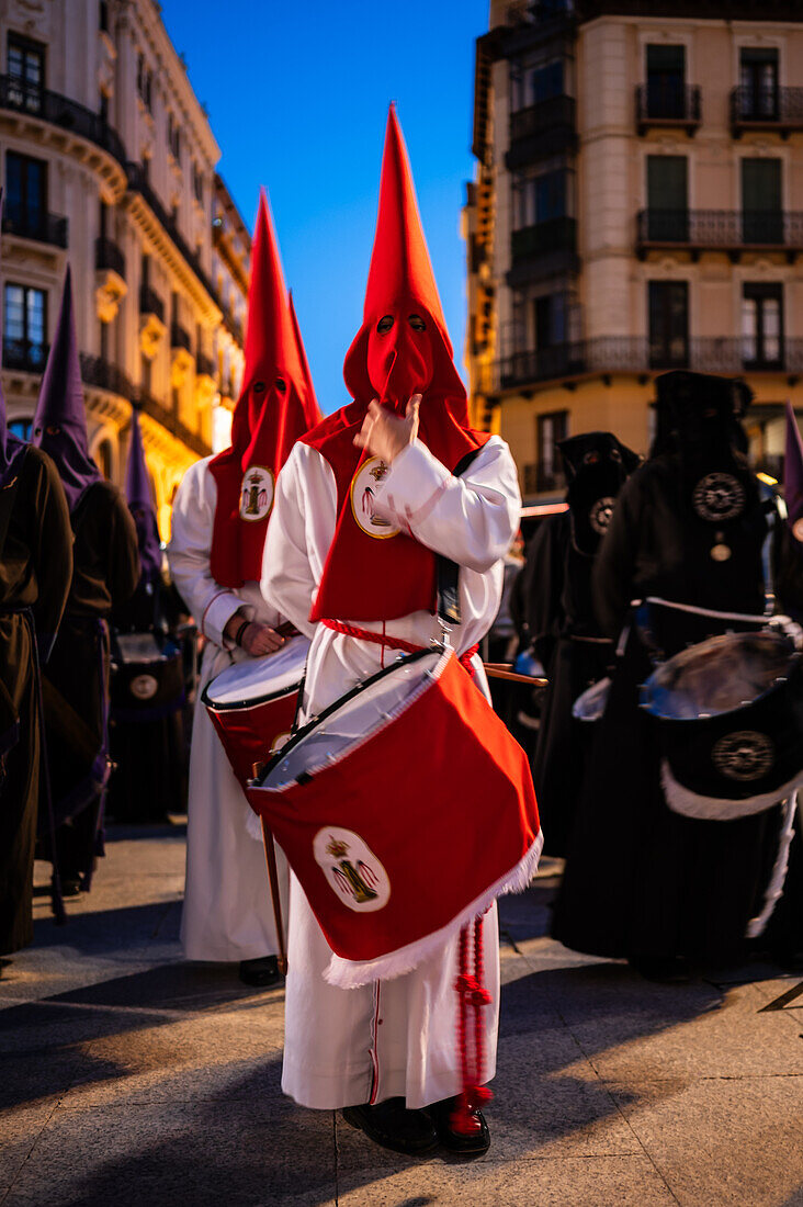 Holy Week Proclamation Procession that symbolizes the beginning of nine days of passion in the Plaza del Pilar in Zaragoza, Spain