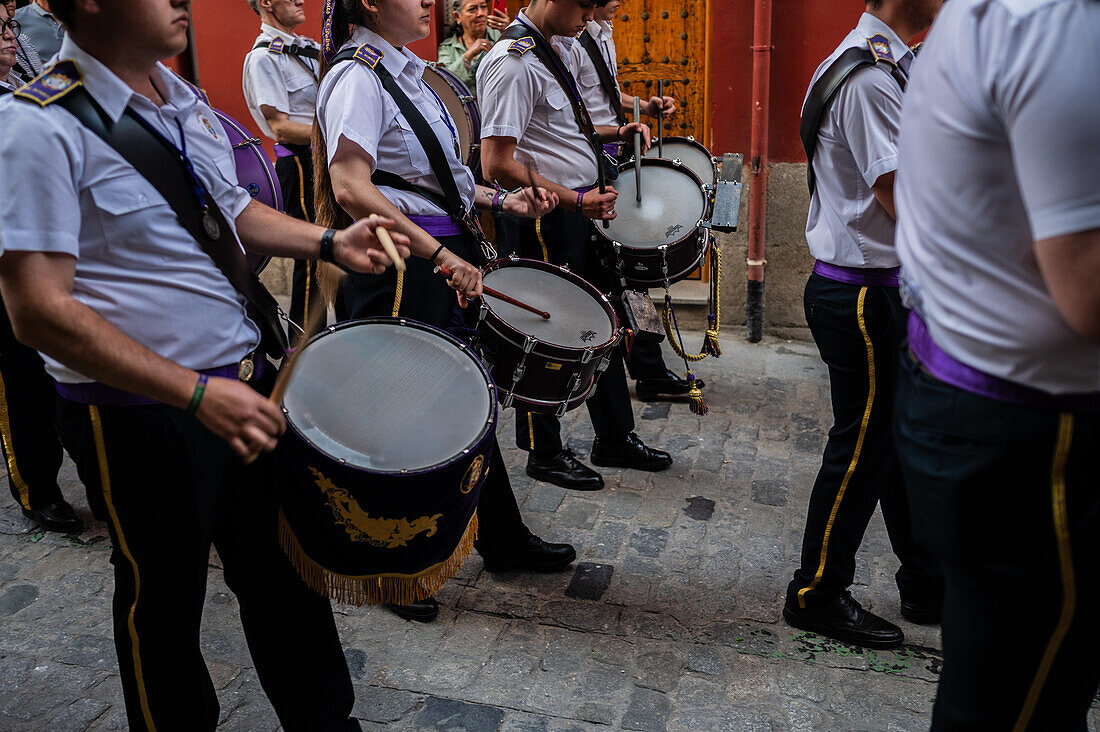 Tenth departure of the Cruz de Mayo, May Cross procession of the Brotherhood of Jesus el Pobre, Madrid, Spain.