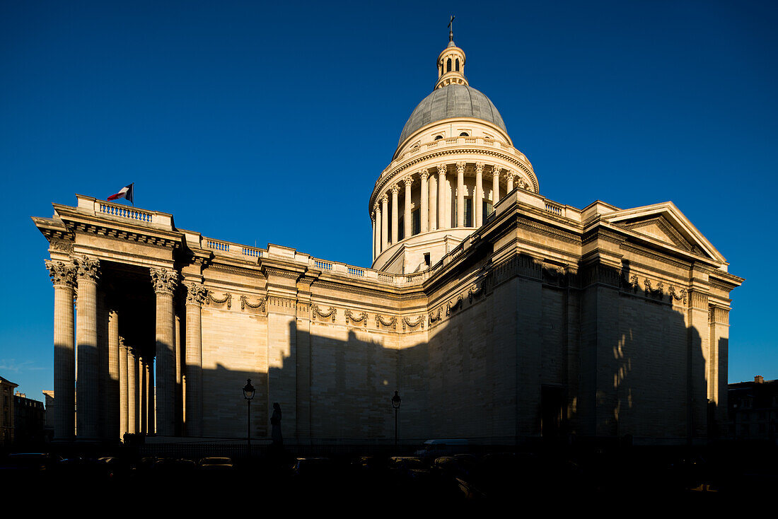 A view of El Panteon with a dome from the south side in Paris, France.