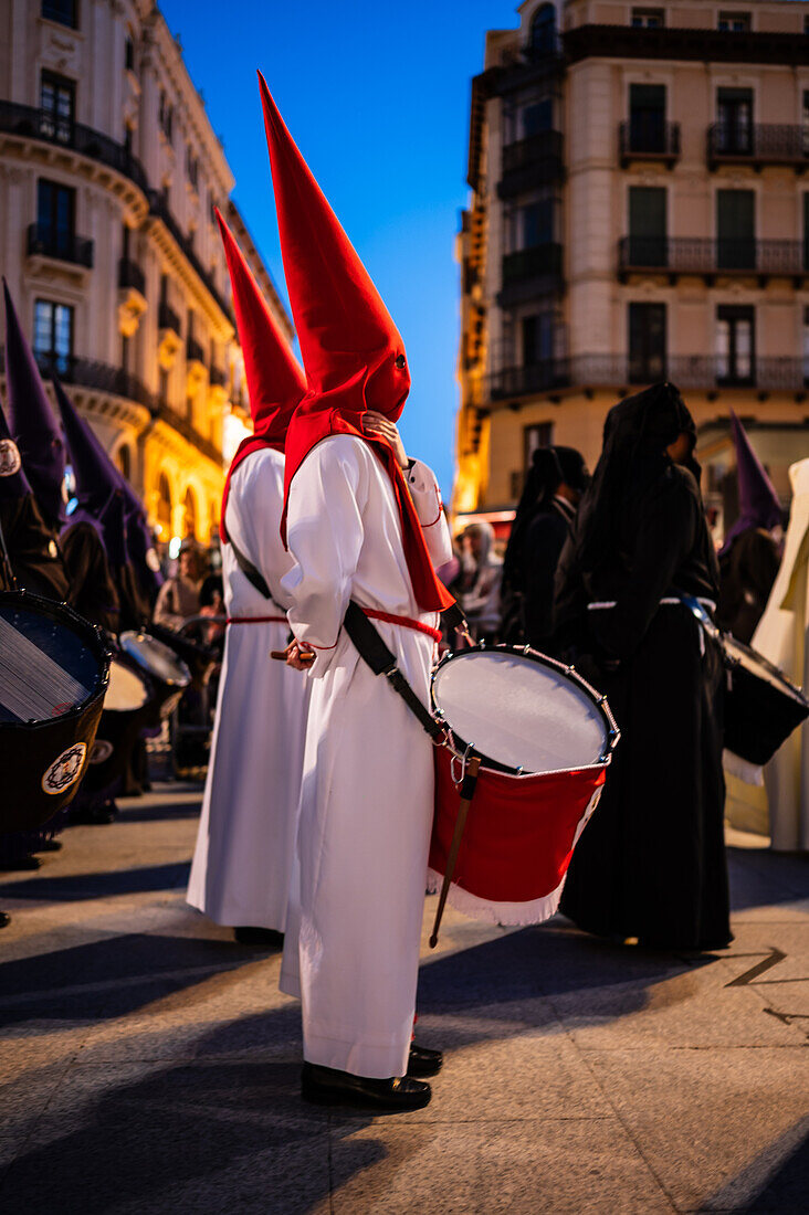 Holy Week Proclamation Procession that symbolizes the beginning of nine days of passion in the Plaza del Pilar in Zaragoza, Spain