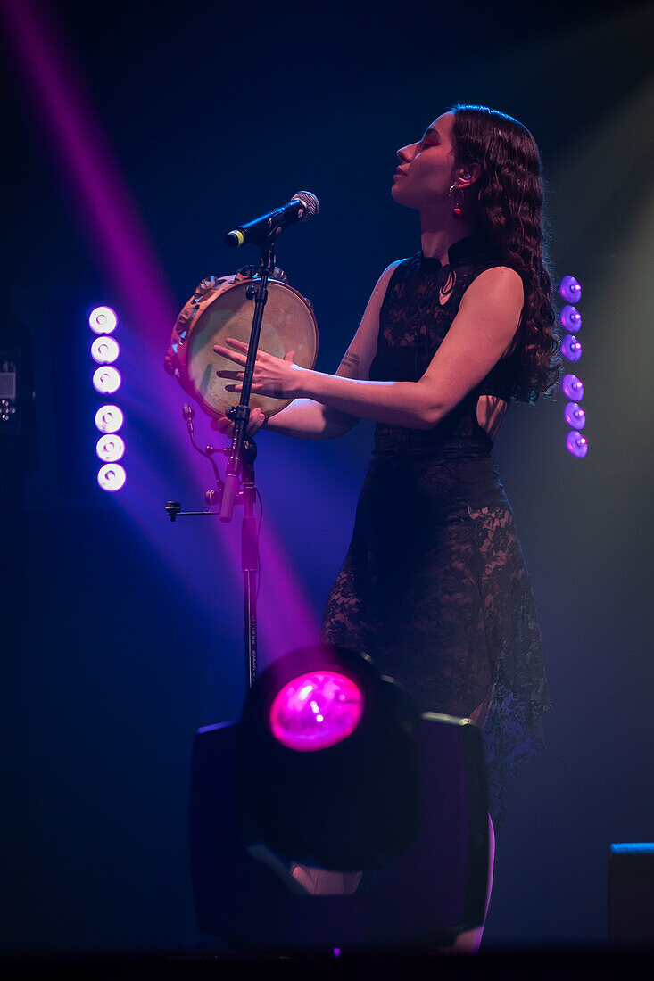 Fillas de Cassandra, Galician musical duo formed in 2022 by María SOA and Sara Faro, perform live at the MIN Independent Music Awards 2024, Zaragoza, Spain