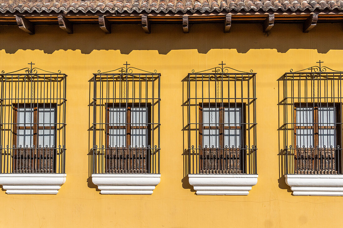 yellow colonial wall in Antigua Guatemala