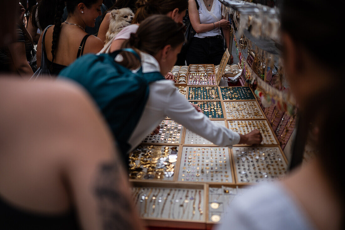 El Rastro in La Latina, Madrid's oldest and most iconic street market, Spain