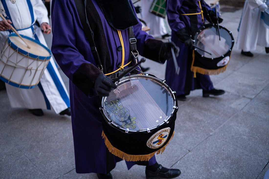 Holy Week Proclamation Procession that symbolizes the beginning of nine days of passion in the Plaza del Pilar in Zaragoza, Spain