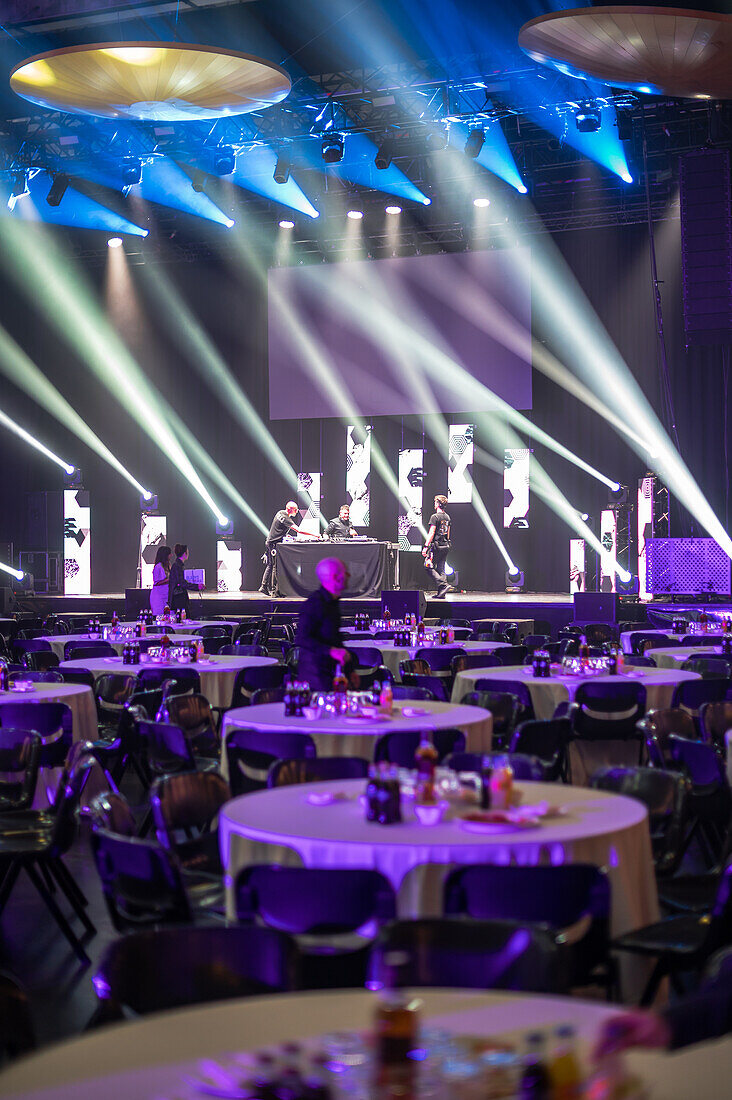 Empty salon before the MIN Independent Music Awards 2024, Zaragoza, Spain