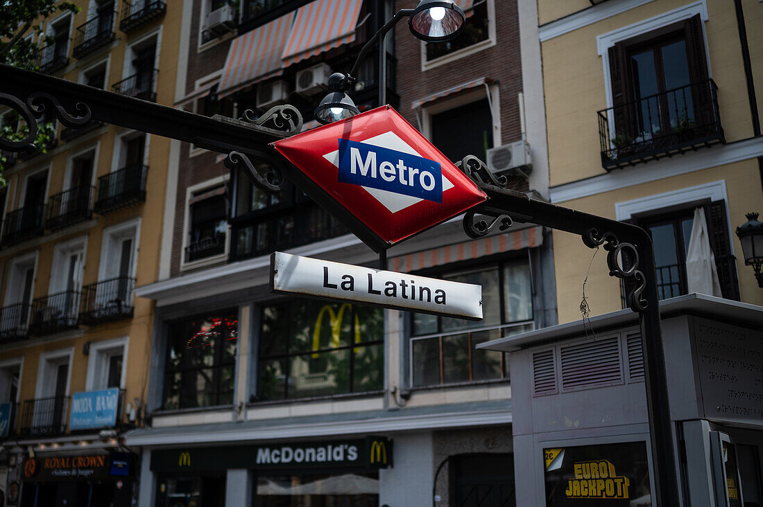 La Latina Metro stop in Madrid, Spain