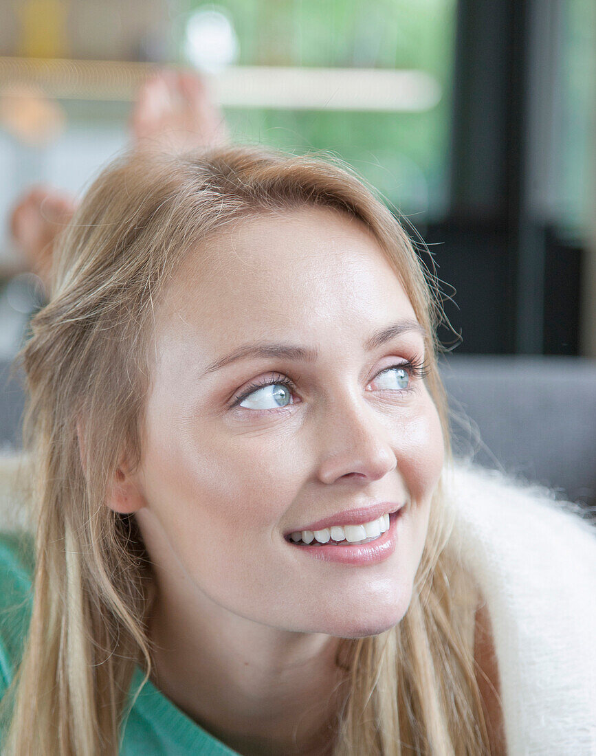 Young Woman Smiling, Close-up View