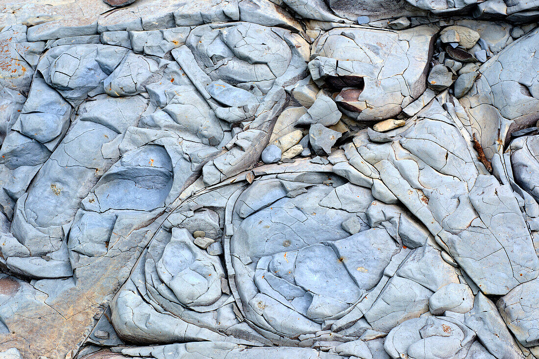 Rocky soil cracked by erosion. Yesa reservoir. Aragon, Spain, Europe