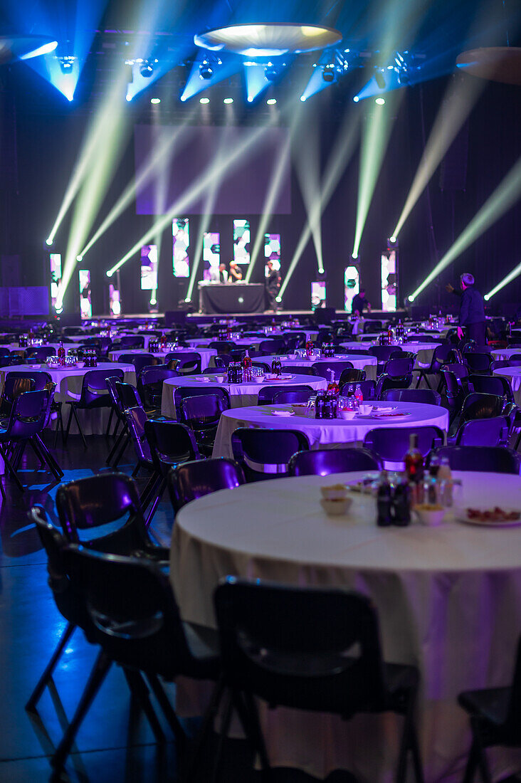 Empty salon before the MIN Independent Music Awards 2024, Zaragoza, Spain