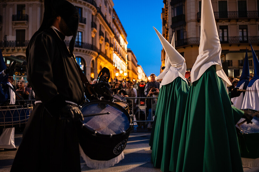 Holy Week Proclamation Procession that symbolizes the beginning of nine days of passion in the Plaza del Pilar in Zaragoza, Spain