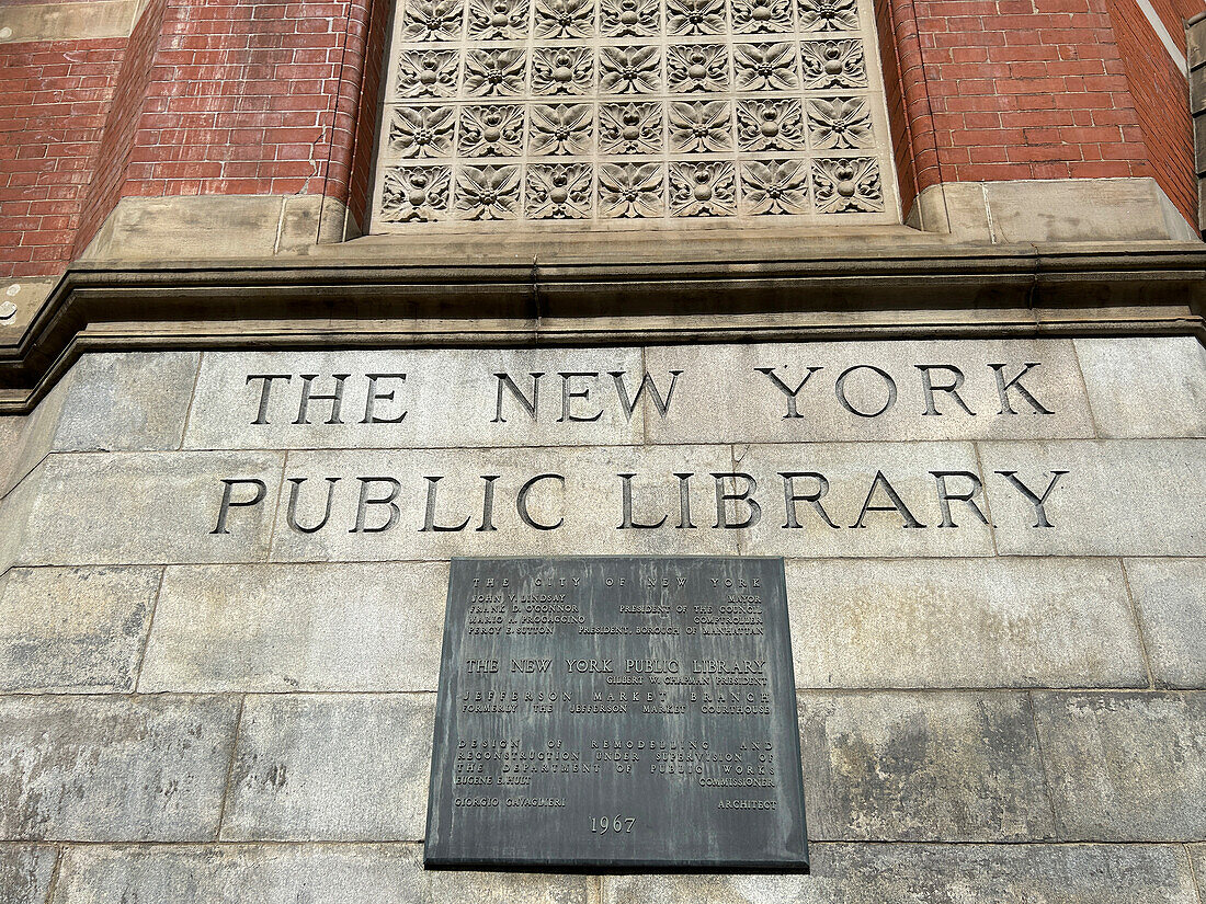 New York Public Library, Jefferson Market Courthouse Branch, exterior view, New York City, New York, USA