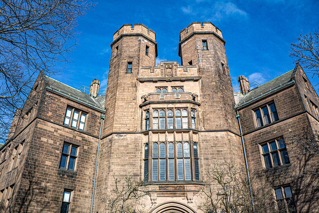 Osborn Memorial Laboratories, Ansicht aus niedrigem Winkel, Yale-Universität, New Haven, Connecticut, USA