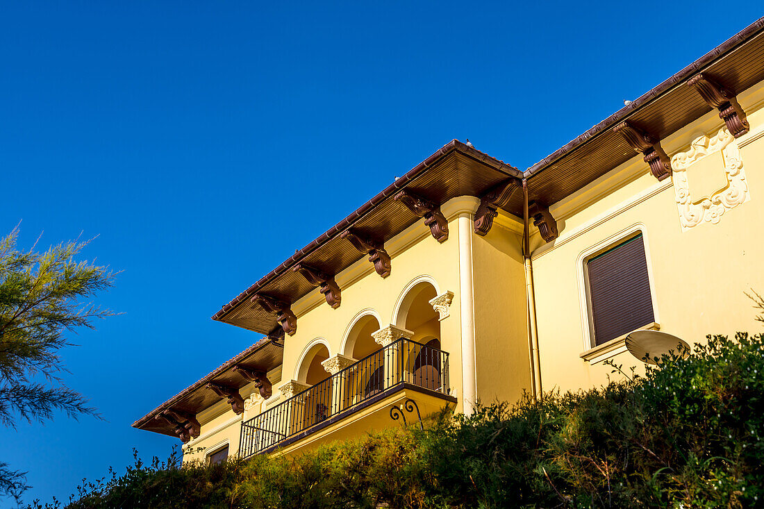 Biarritz,France - September 06,2019 - View of a facade of a house in Biarritz,France