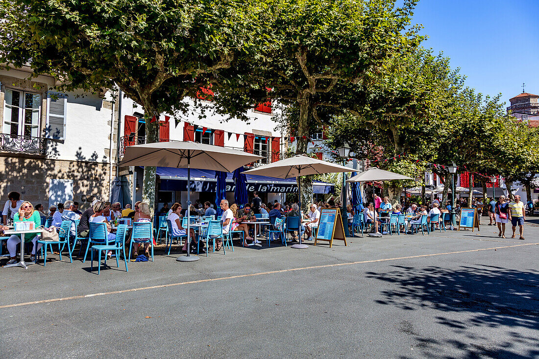 Saint-Jean-de-Luz,France - September 08,2019 - View of restaurants in the village