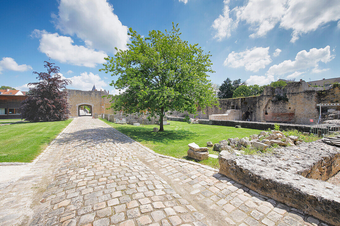 Frankreich. Seine und Marne. Brie Comte Robert. Das Schloss, Ort der archäologischen Ausgrabungen.