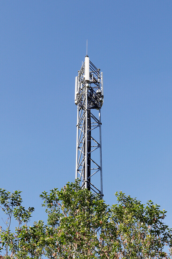 France. Seine et Marne. Boissy le Chatel. Mobile telephony relay antenna towers.