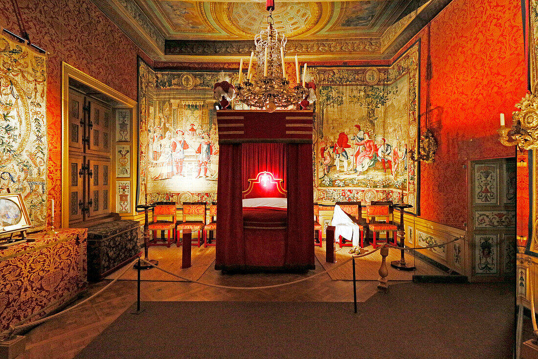 France. Seine et Marne. Castle of Vaux le Vicomte. The bedroom of Fouquet.