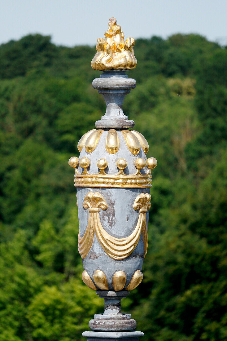 France. Seine et Marne. Castle of Vaux le Vicomte. View of a roof decoration from the dome.