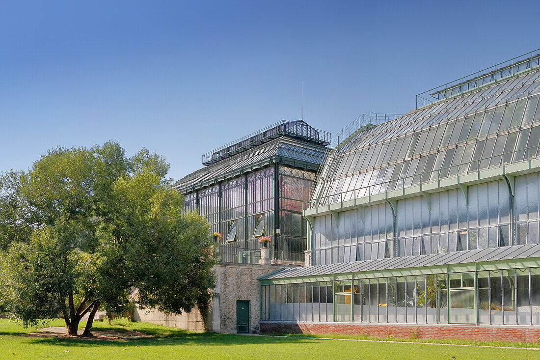 La France. Paris. 5. Bezirk. Der Garten der Pflanzen. Die Gewächshäuser und das Museum.